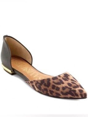 🐆 Women's Leopard Print Pointed Toe D'Orsay Flats - Brown | Sam and Libby | 8W